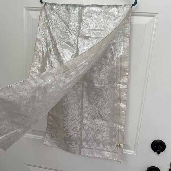 Scarf Long Silver Metallic Rayon Wrap Shawl made Japan 53" x 16" WPL13407 - Picture 2 of 5